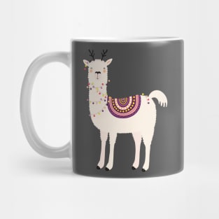 llama christmas lights Mug